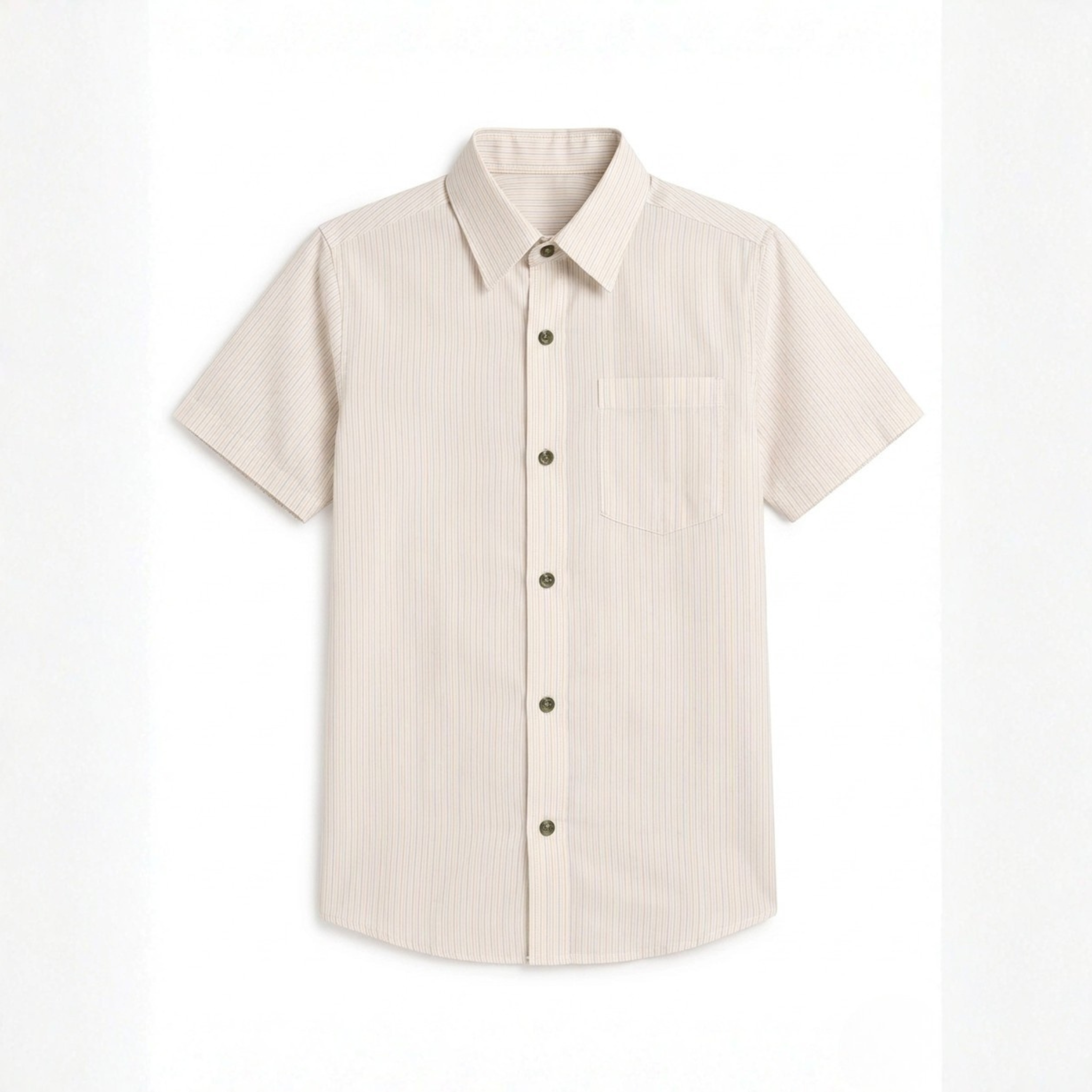 Cream Striped Button-Down Shirt