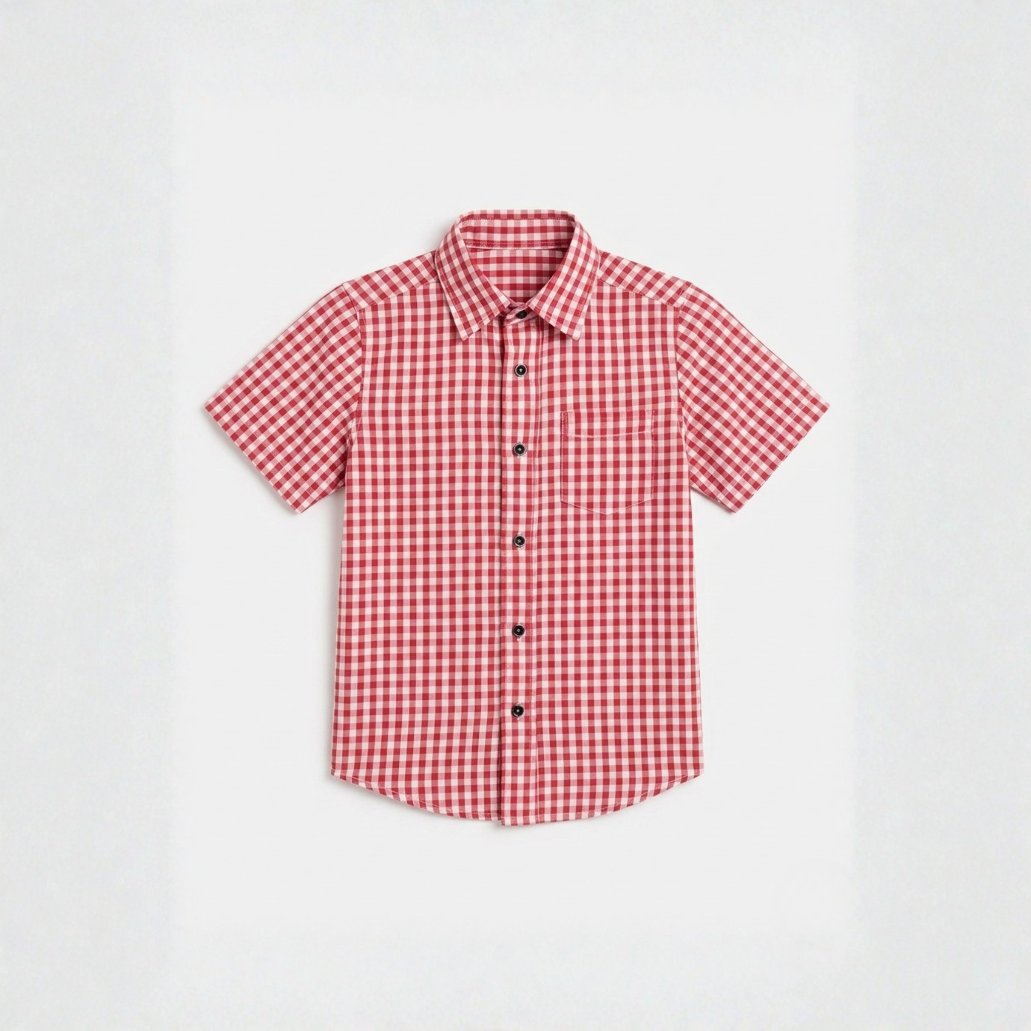 Red Checkered Button-Down Shirt