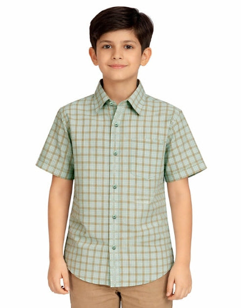 Green Checkered Button-Down Shirt
