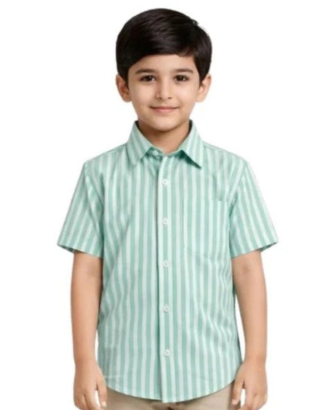 Mint Green  Striped Button Down Shirts
