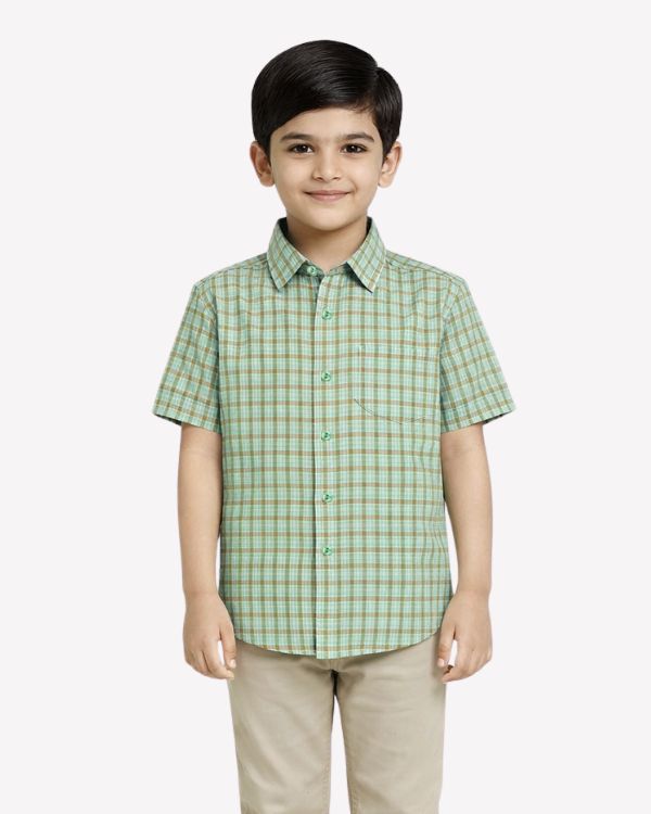 Green Checkered Button-Down Shirt