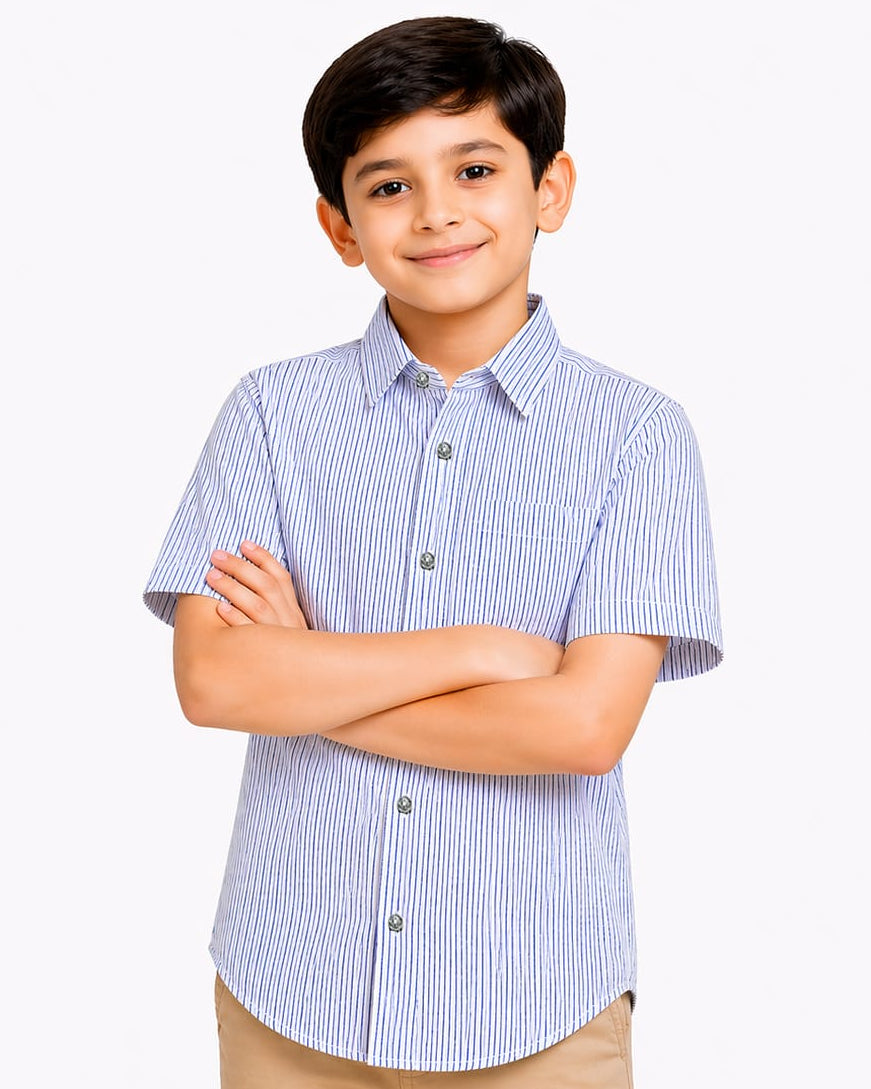 White Shirt with Blue Linning