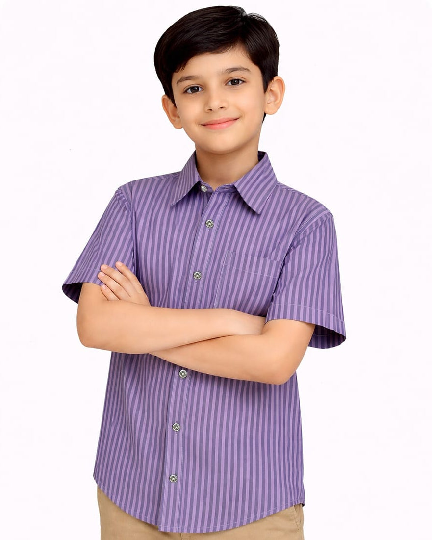 Purple Striped Button-Down Shirt