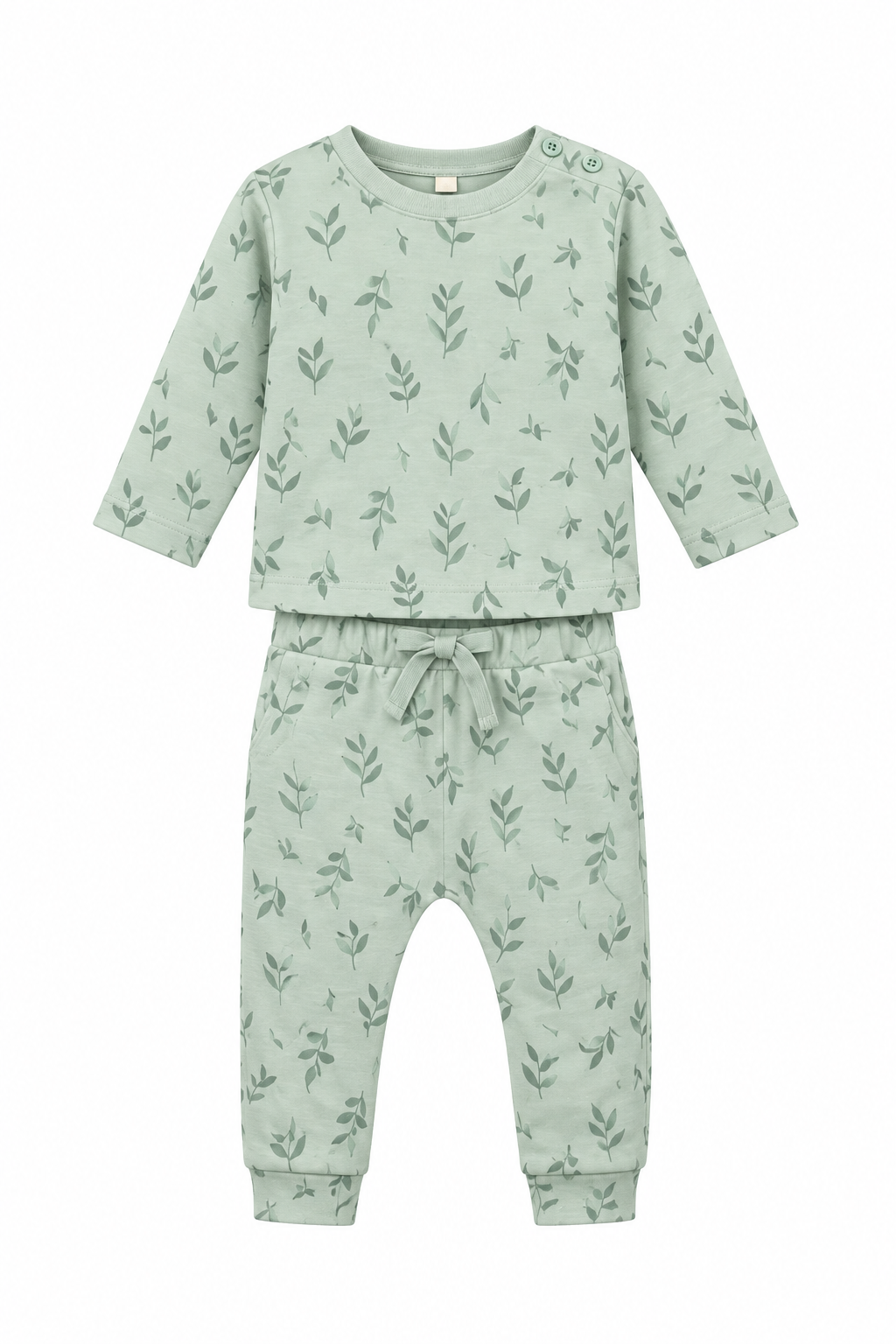 Leaf Print Green Romper Set (2 in 1)